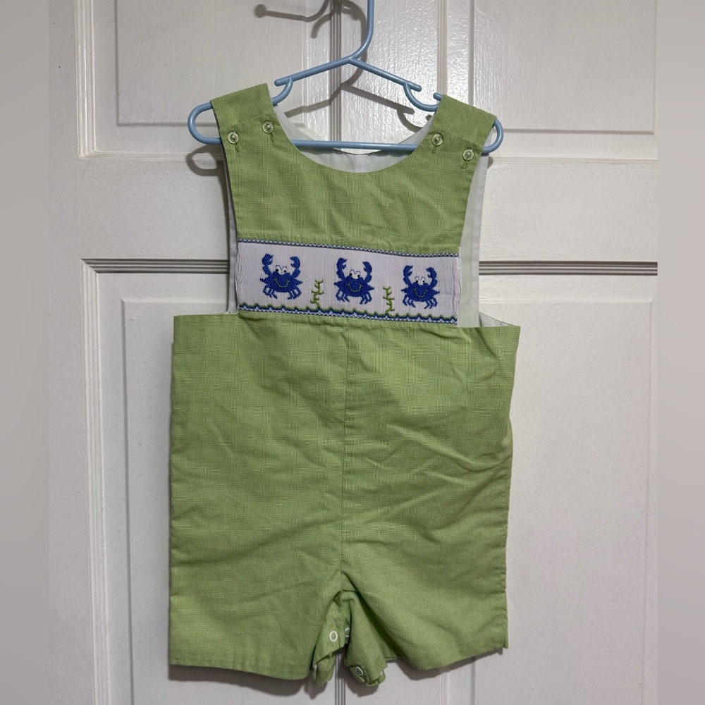 4T Crab Beach Summer Boys Jon Jons One Piece Outfit Blue Green Romper